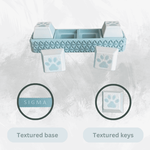 Fidget clicker personalizabil si interactiv cu 4 taste, bleu, cu labute de pisica [3]