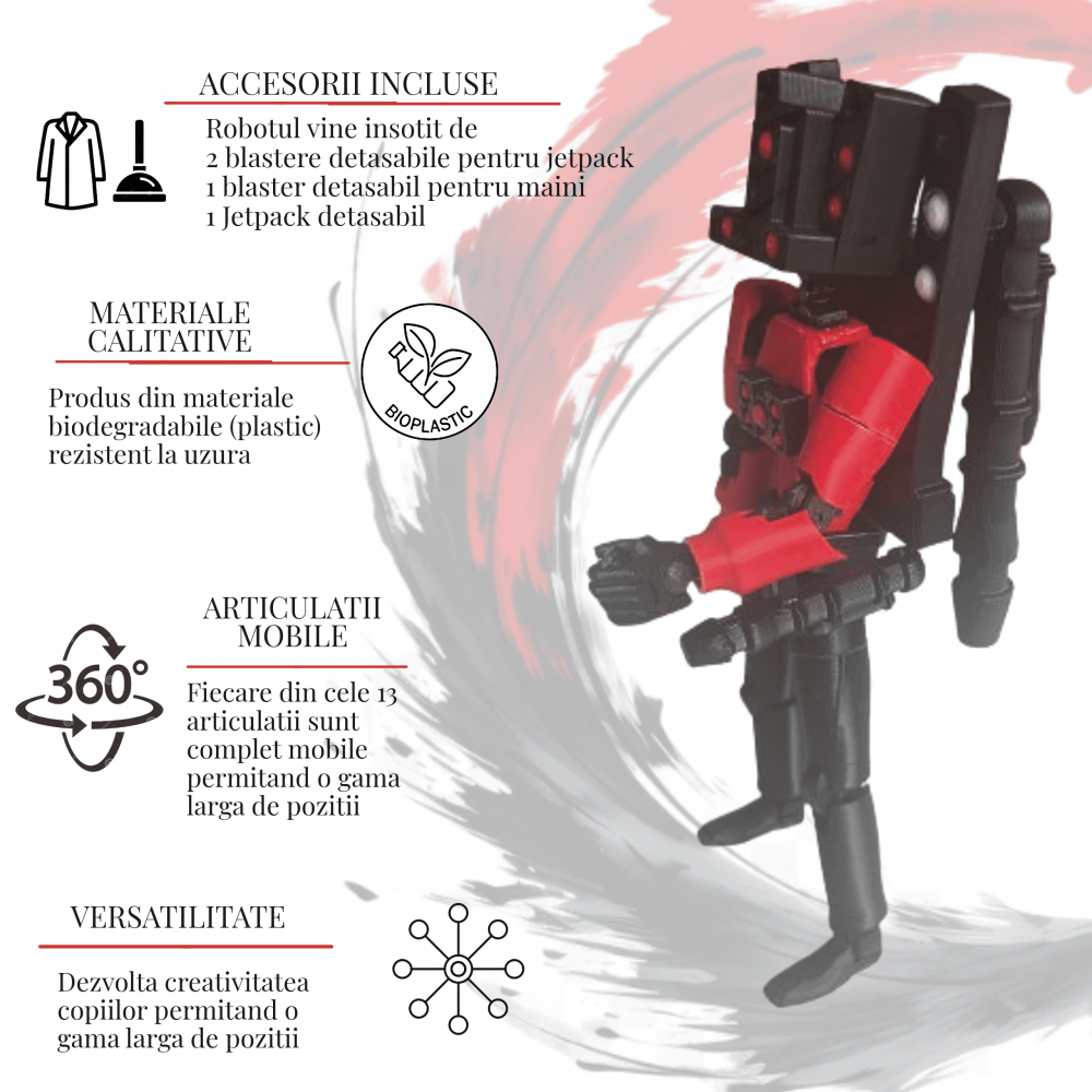 Figurina articulata, Titan Speakerman, Skibidi Toilet, Roblox, cu accesorii [2]