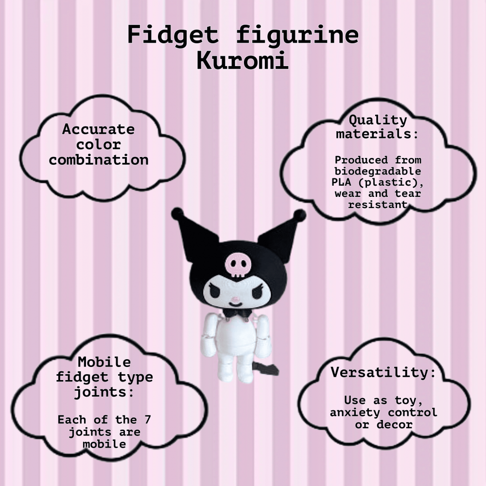Kuromi Sanrio, figurina articulata tip fidget seria Hello Kitty [2]