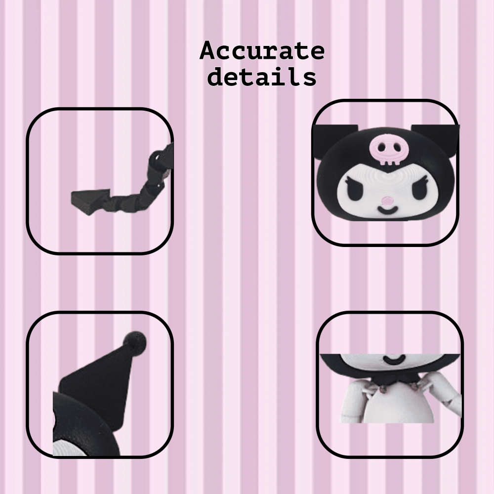 Kuromi Sanrio, figurina articulata tip fidget seria Hello Kitty [4]