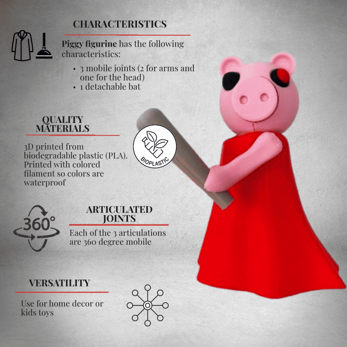 Piggy, figurina inspirata din jocul Piggy Roblox, cu articulatii [2]
