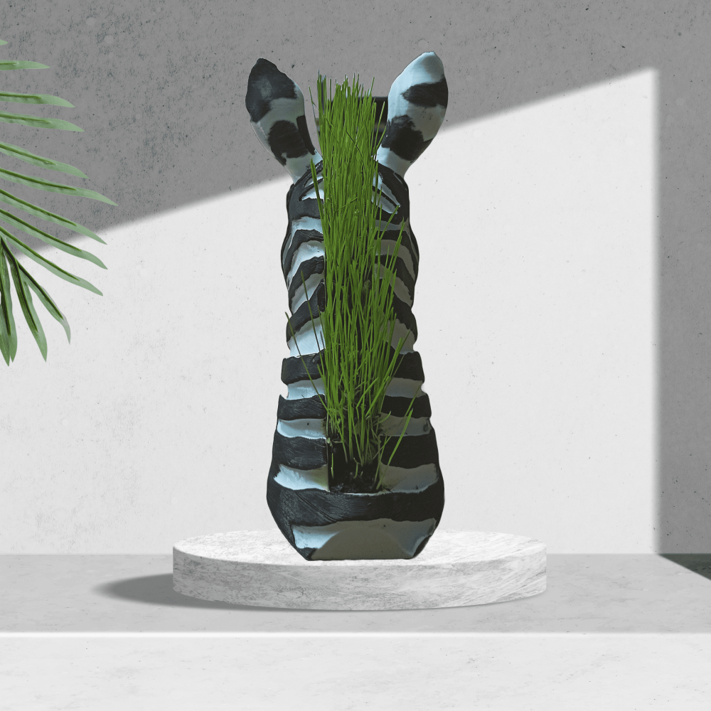 Suport decorativ modern zebra, pentru flori curgatoare, iarba sau grau [4]