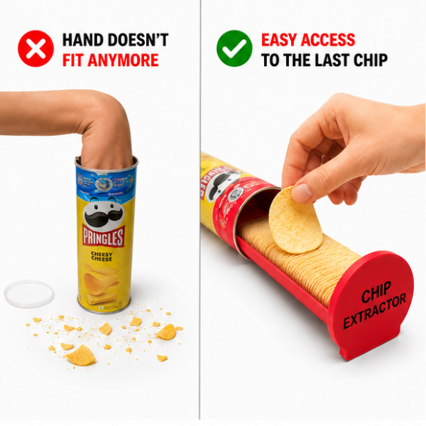 Tava glisanta cu capac pentru chipsuri compatibil cu tuburile Pringles, rosu [2]