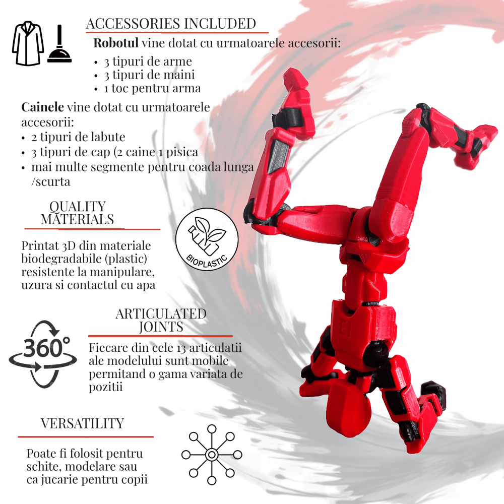 Set 2 figurine articulate robot Titan 13 si K9 caine/pisica cu accesorii [2]
