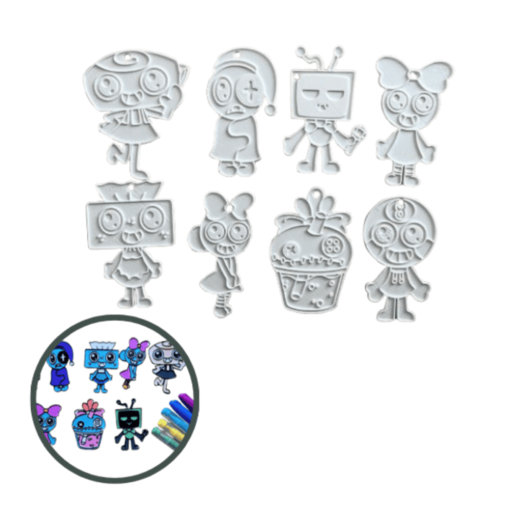 Set 8 figurine ornamentale de colorat, Dandy’s World Roblox , alb, plastic, printat 3D [1]