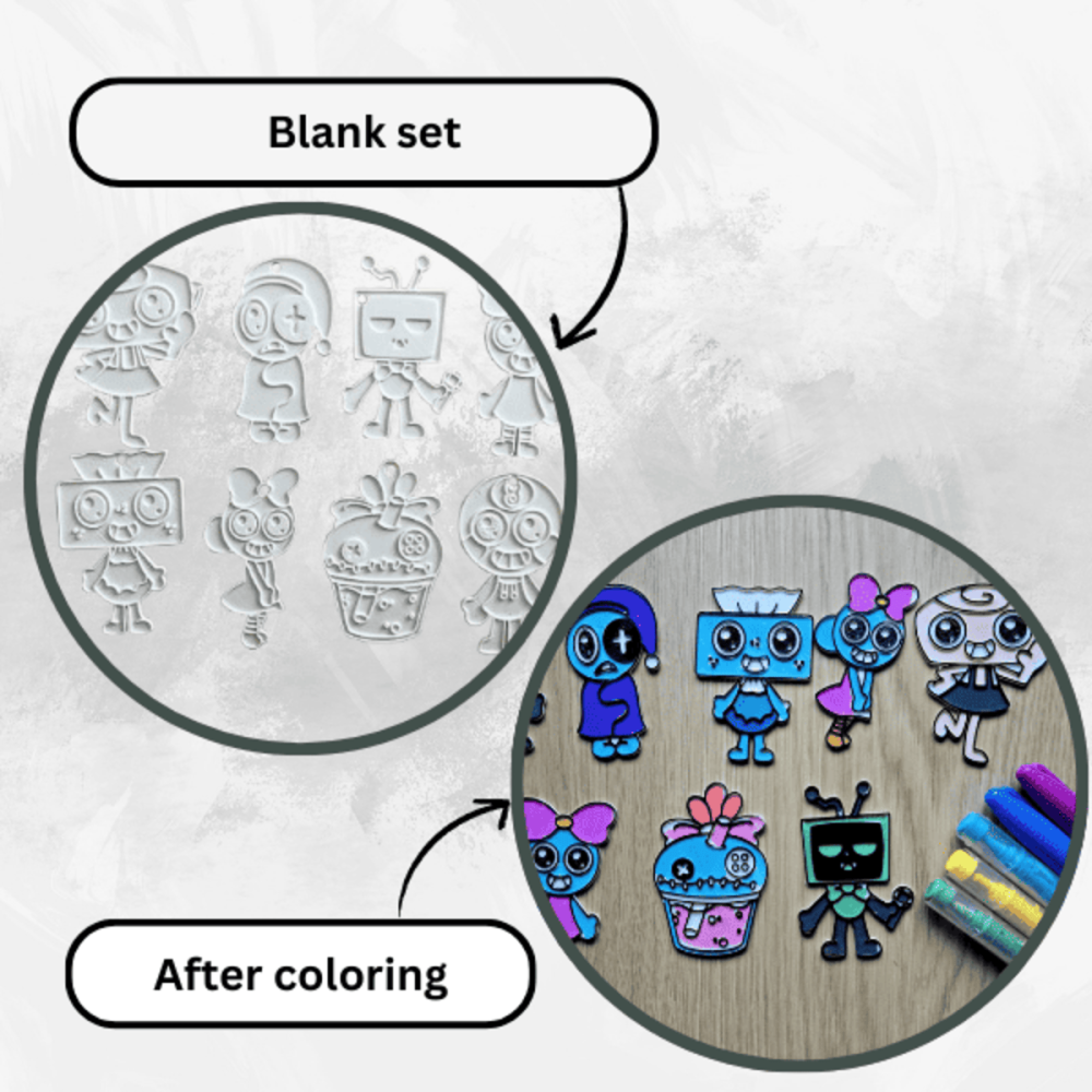 Set 8 figurine ornamentale de colorat, Dandy’s World Roblox , alb, plastic, printat 3D [2]