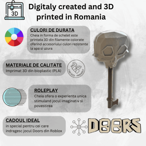 Accesoriu de colectie Skeleton Key, Cheie Doors Roblox [1]