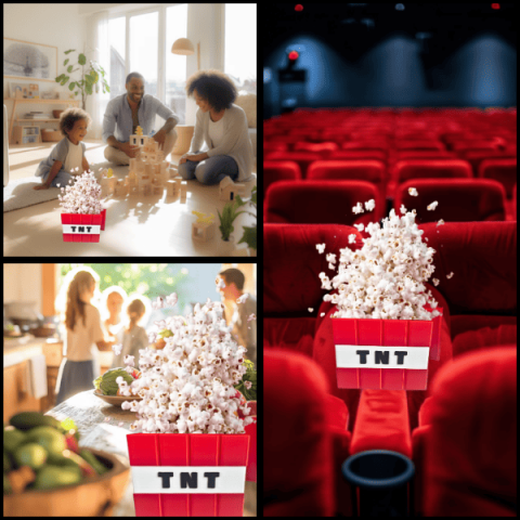 Cutie/bol decorativ TNT Minecraft pentru popcorn sau chipsuri, cu capac [2]
