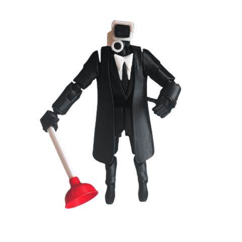 Figurina articulata, Plunger Cameraman, Skibidi Toilet, Roblox, cu accesorii [5]