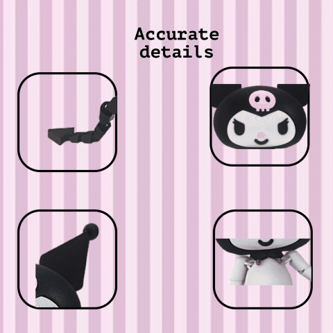 Kuromi Sanrio, figurina articulata tip fidget seria Hello Kitty [3]