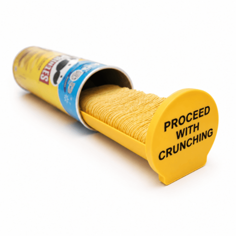 Home & Deco - Tava glisanta cu capac pentru chipsuri compatibil cu tuburile Pringles, galben