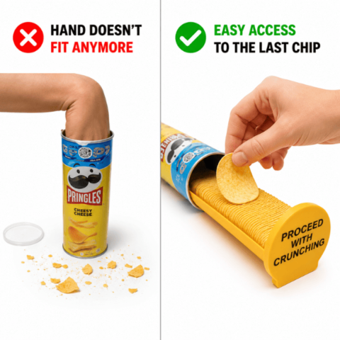 Tava glisanta cu capac pentru chipsuri compatibil cu tuburile Pringles, galben [1]