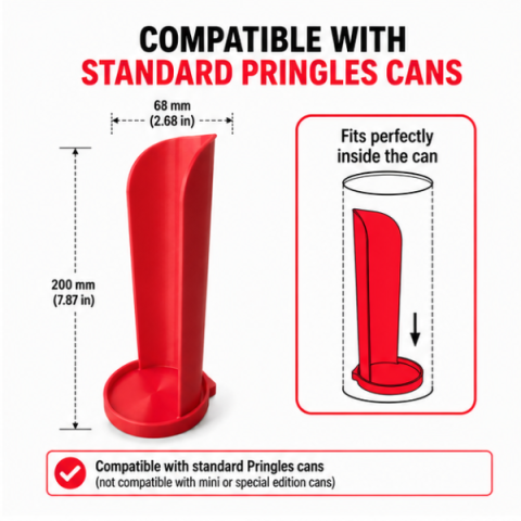 Tava glisanta cu capac pentru chipsuri compatibil cu tuburile Pringles, rosu [3]