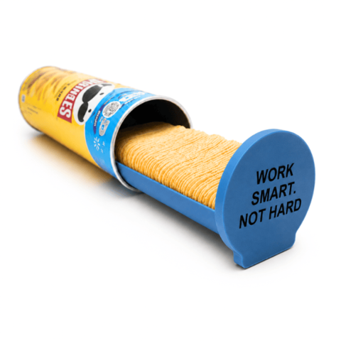 Home & Deco - Tava glisanta cu capac pentru chipsuri compatibil cu tuburile Pringles, albastru