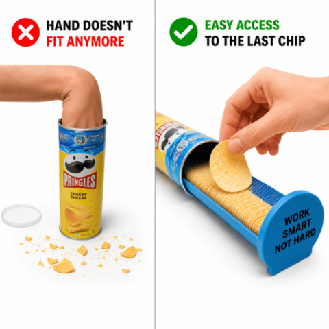 Tava glisanta cu capac pentru chipsuri compatibil cu tuburile Pringles, albastru [1]