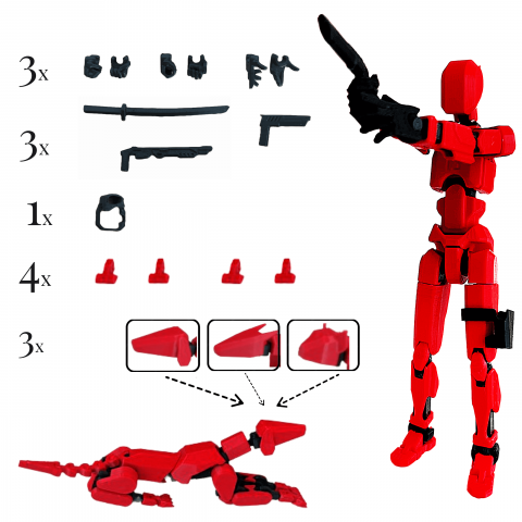 Set 2 figurine articulate robot Titan 13 si K9 caine/pisica cu accesorii [3]