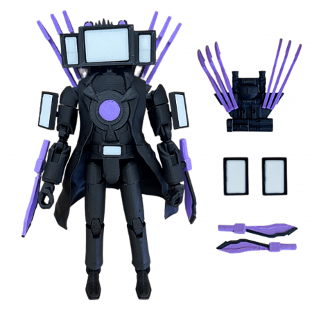 Figurina articulata, Upgraded Titan TV Man, Skibidi Toilet, Roblox, cu accesorii