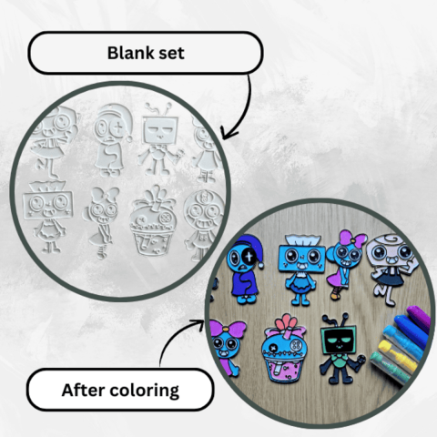 Set 8 figurine ornamentale de colorat, Dandy’s World Roblox , alb, plastic, printat 3D [1]