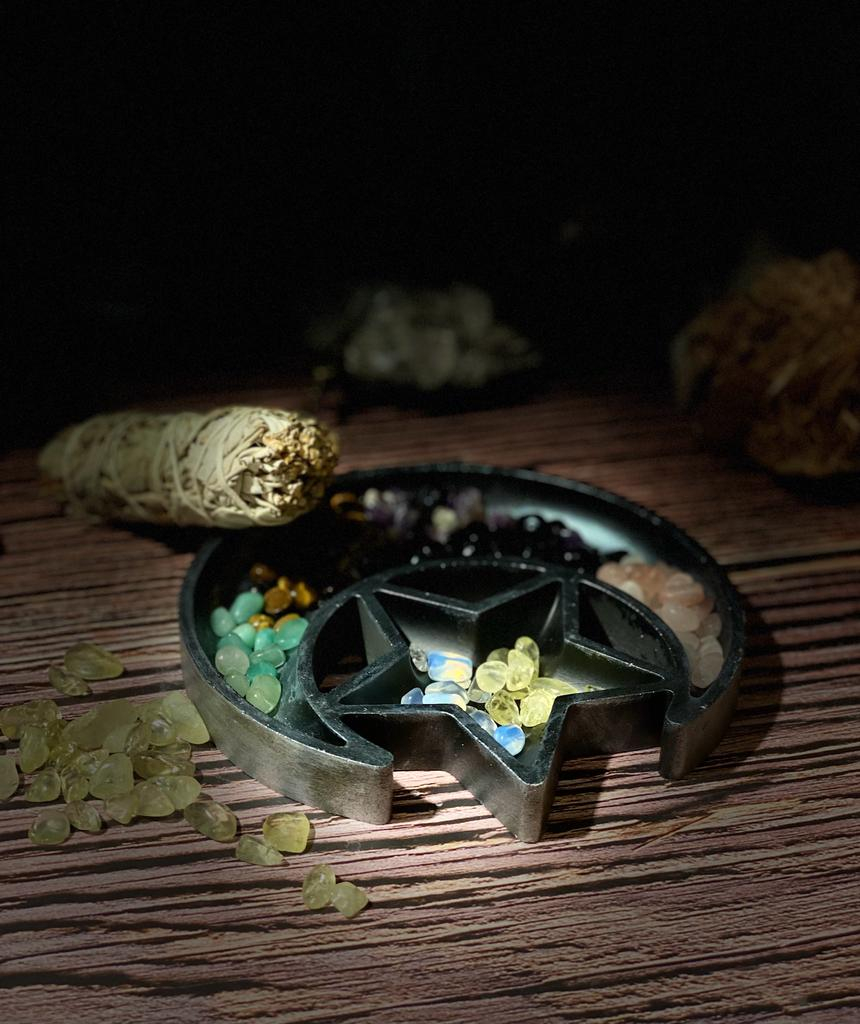 suport din ceramica model pentagramă ritualic altar smudge protecție [3]