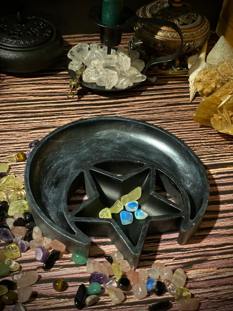 suport din ceramica model pentagramă ritualic altar smudge protecție [5]