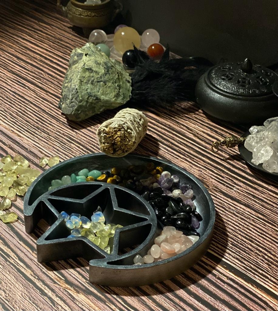 suport din ceramica model pentagramă ritualic altar smudge protecție [2]