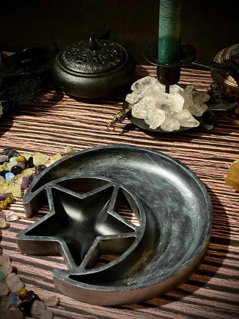 suport din ceramica model pentagramă ritualic altar smudge protecție [4]