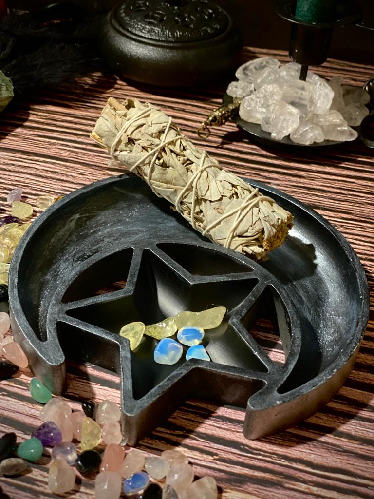suport din ceramica model pentagramă ritualic altar smudge protecție [6]