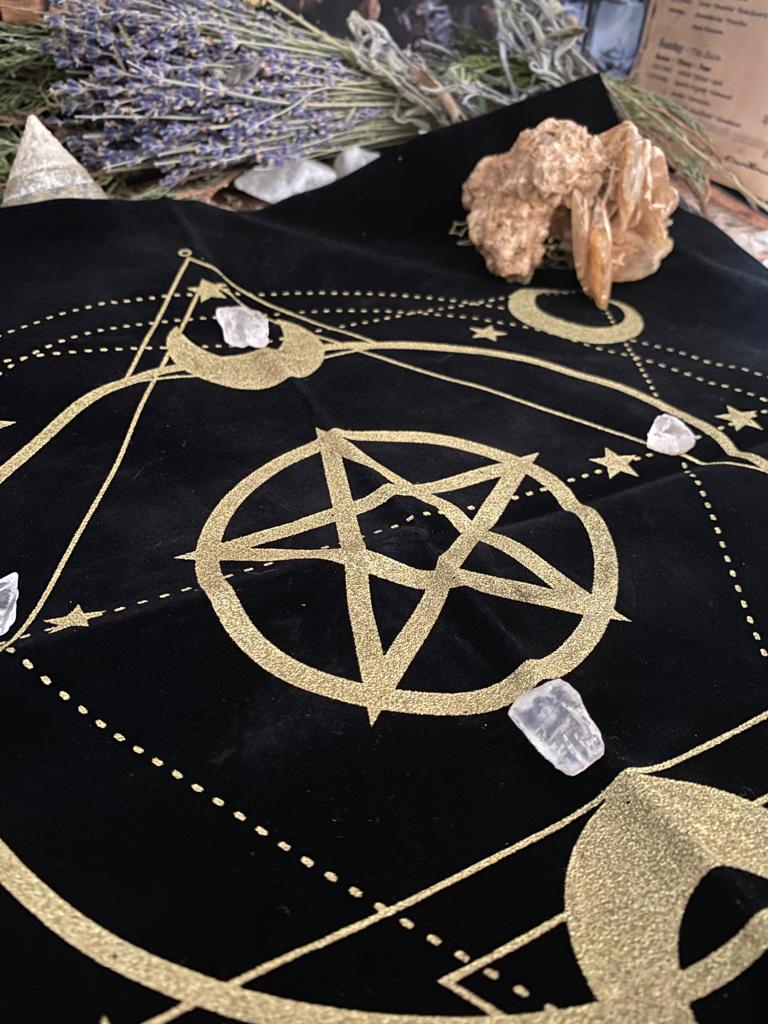 pânză catifea pentagramă altar tarot etalare [6]