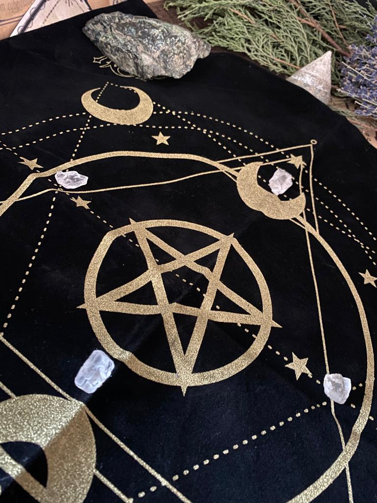 pânză catifea pentagramă altar tarot etalare [3]