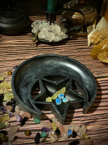 suport din ceramica model pentagramă ritualic altar smudge protecție [4]