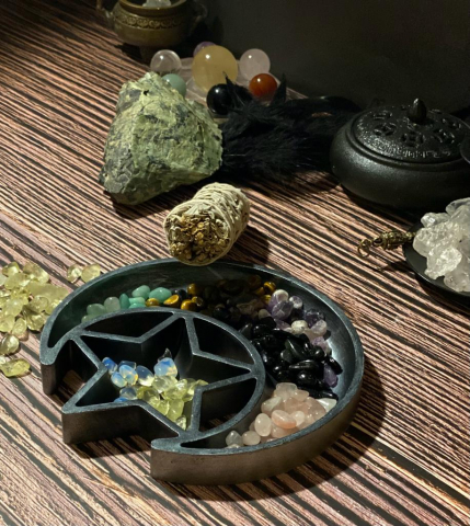 suport din ceramica model pentagramă ritualic altar smudge protecție [1]