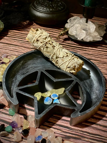 suport din ceramica model pentagramă ritualic altar smudge protecție [5]