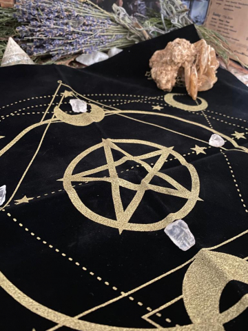 pânză catifea pentagramă altar tarot etalare [5]