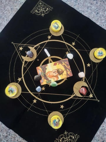 Decorațiuni si Obiecte Sacre - pânză catifea pentagramă altar tarot etalare