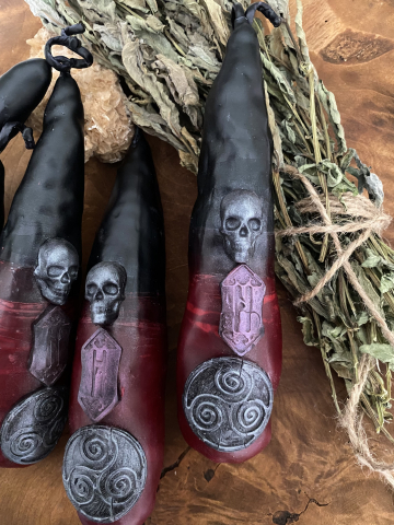 Lumanare ritualica neagra „Focul Dezlegarii” cu runa Hagalaz si amuleta de protectie – lucrare ezoterica de separare și dezlegare karmica [2]