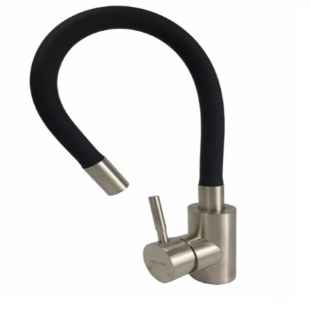 Baterie bucatarie MIXXUS SUS-011 REFL BLACK din otel inoxidabil, Monocomanda, Racorduri incluse [4]