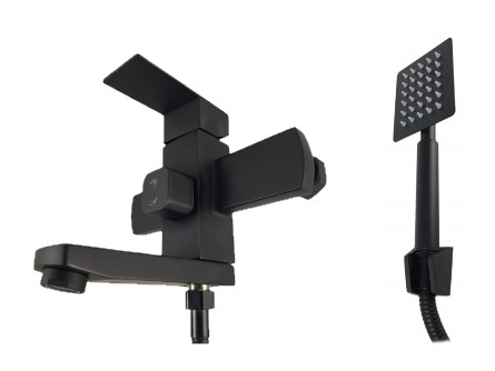 Baterie cada MIXXUS KUB-009 (EURO) BLACK din otel inoxidabil, Monocomanda, Furtun dus 150cm [2]