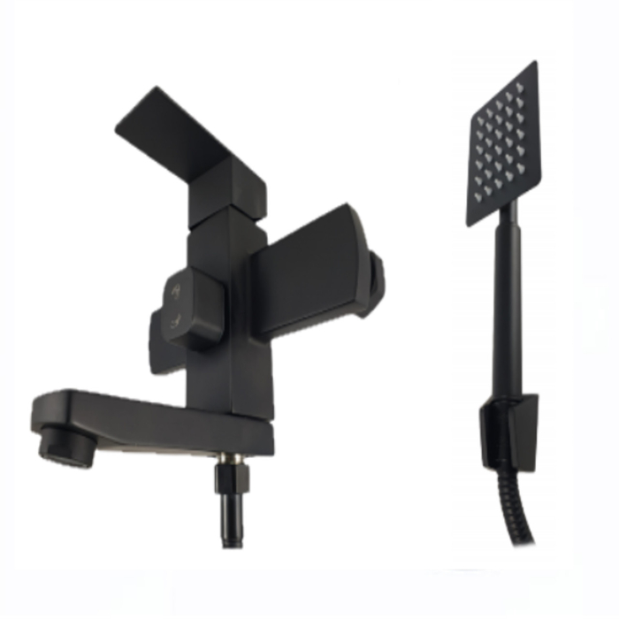 Baterie cada MIXXUS KUB-009 (EURO) BLACK din otel inoxidabil, Monocomanda, Furtun dus 150cm [3]