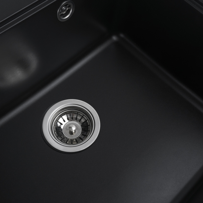 Chiuveta din compozit de granit pentru bucatarie ELEFANT PREMIUM 5852 VESTA Negru, 580 x 518 mm [6]