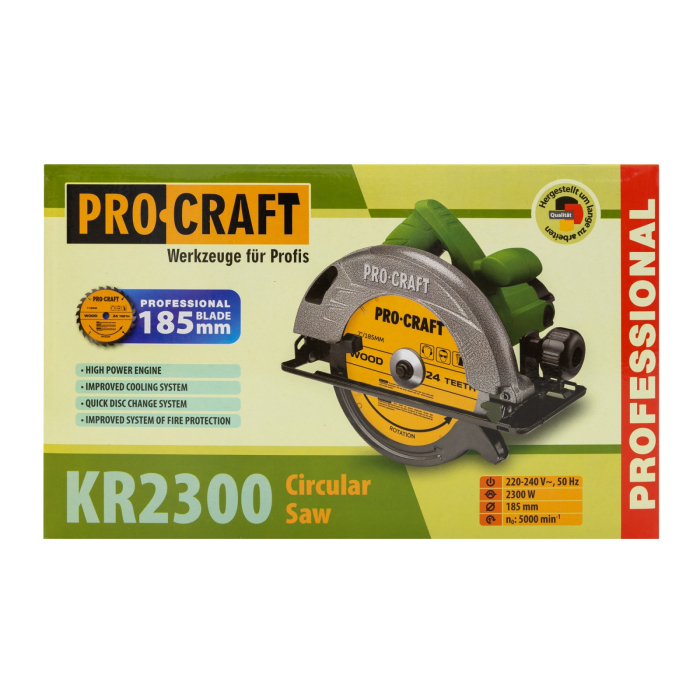 Circular electric de mana Procraft KR2300, 2.3 kW, 185 mm, 5000 rot/min [7]