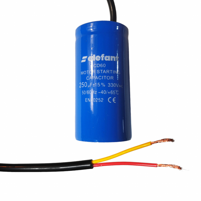 Condensator cu fire CD60 250µF 50x100mm 330V, Elefant [1]