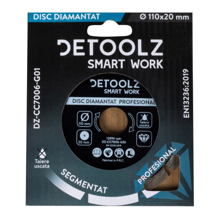 Disc diamantat segmentat Detoolz 110x20mm, taiere uscata [6]