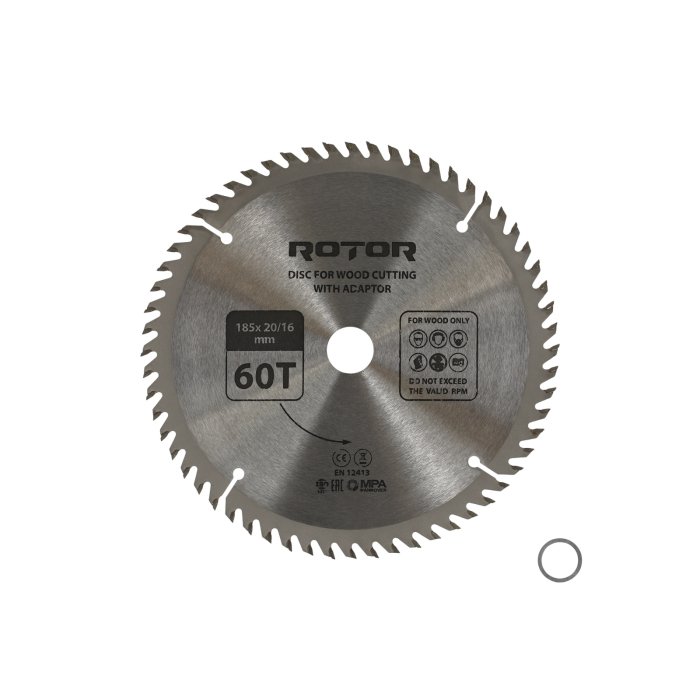 Disc taiat lemn ROTOR 185*20/16 cu adaptor 60T [1]