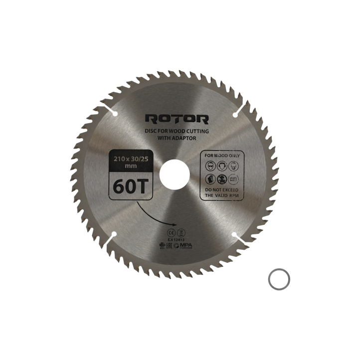 Disc taiat lemn ROTOR 210*30/25,4 cu adaptor 60T [1]