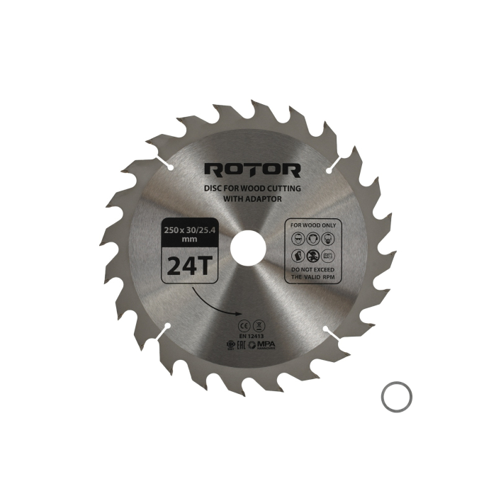 Disc taiat lemn ROTOR 250*30/25,4 cu adaptor 24T [1]