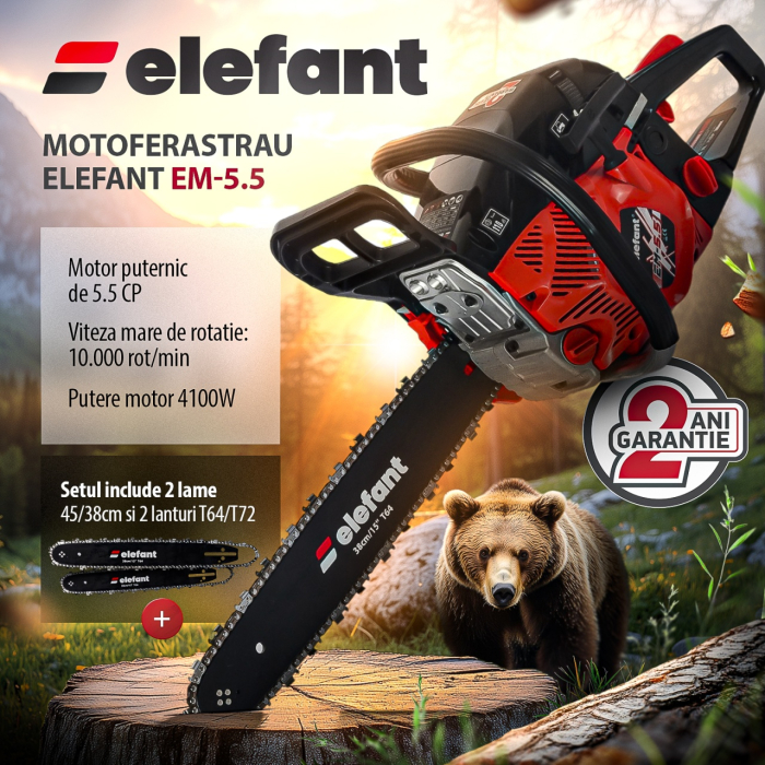 Drujba pe benzina ELEFANT EM-5.5, 10000 rot / min, 5,5 CP [1]