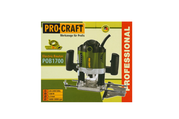 Freza lemn ProCraft POB1700, 1200 W, 26000 RPM, 50 mm Set 12 freze pentru lemn [2]