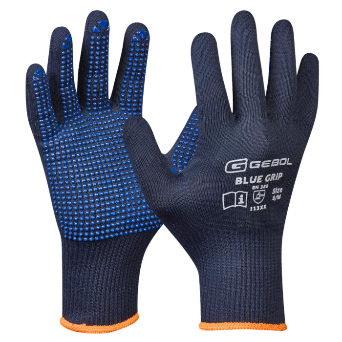 Gebol 709428_09, Manusi de protectie Blue Grip, din nylon, poliacrilic si bumbac, acoperire cu puncte din PVC, uz profesional, marimea 9/L [2]