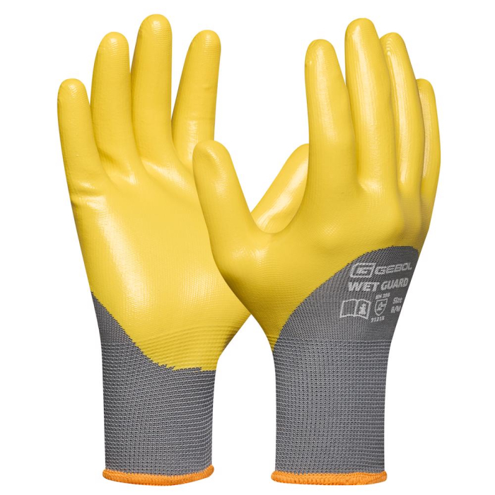 Gebol EP729514_09, Manusi de protectie Wet Guard Yellow, din poliester, acoperire cu spuma de nitril, rezistente la ulei si apa, uz profesional, marimea 9/L [2]