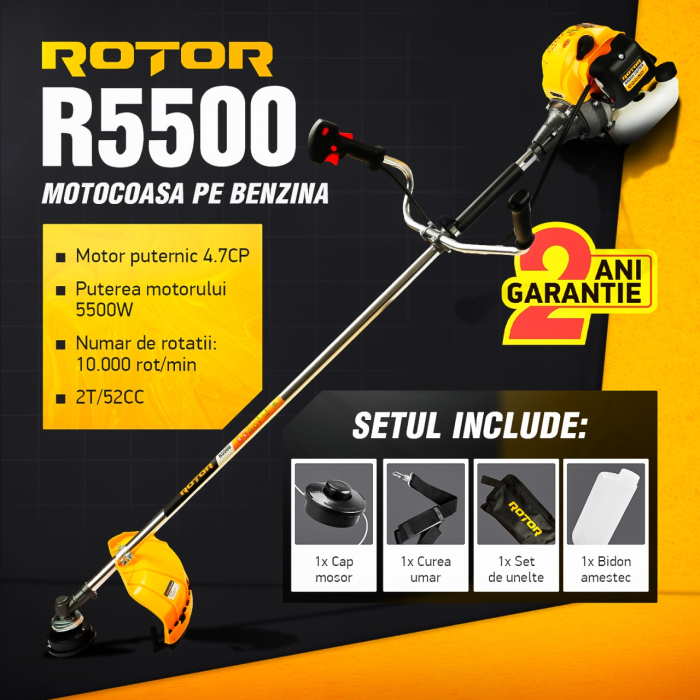 Motocoasa pe benzina R5500 ROTOR 4.7 CP , 5500 Watti [1]